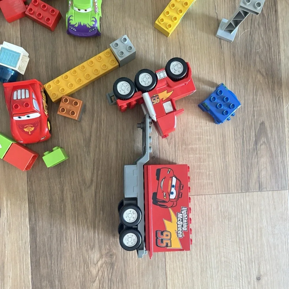 Vintage Disney Cars Toy Lot - LEGO DUPLO & Mega Bloks Truck, Wingo, McQueen - Picture 2 of 5